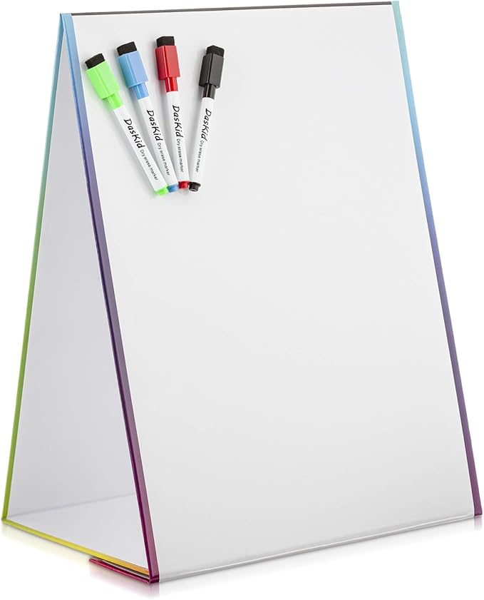 16" x 12.5" Double-Sided Magnetic Tabletop Whiteboard & Blackboard Easel