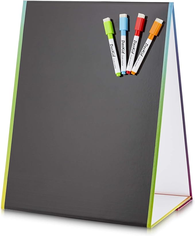 16" x 12.5" Double-Sided Magnetic Tabletop Whiteboard & Blackboard Easel