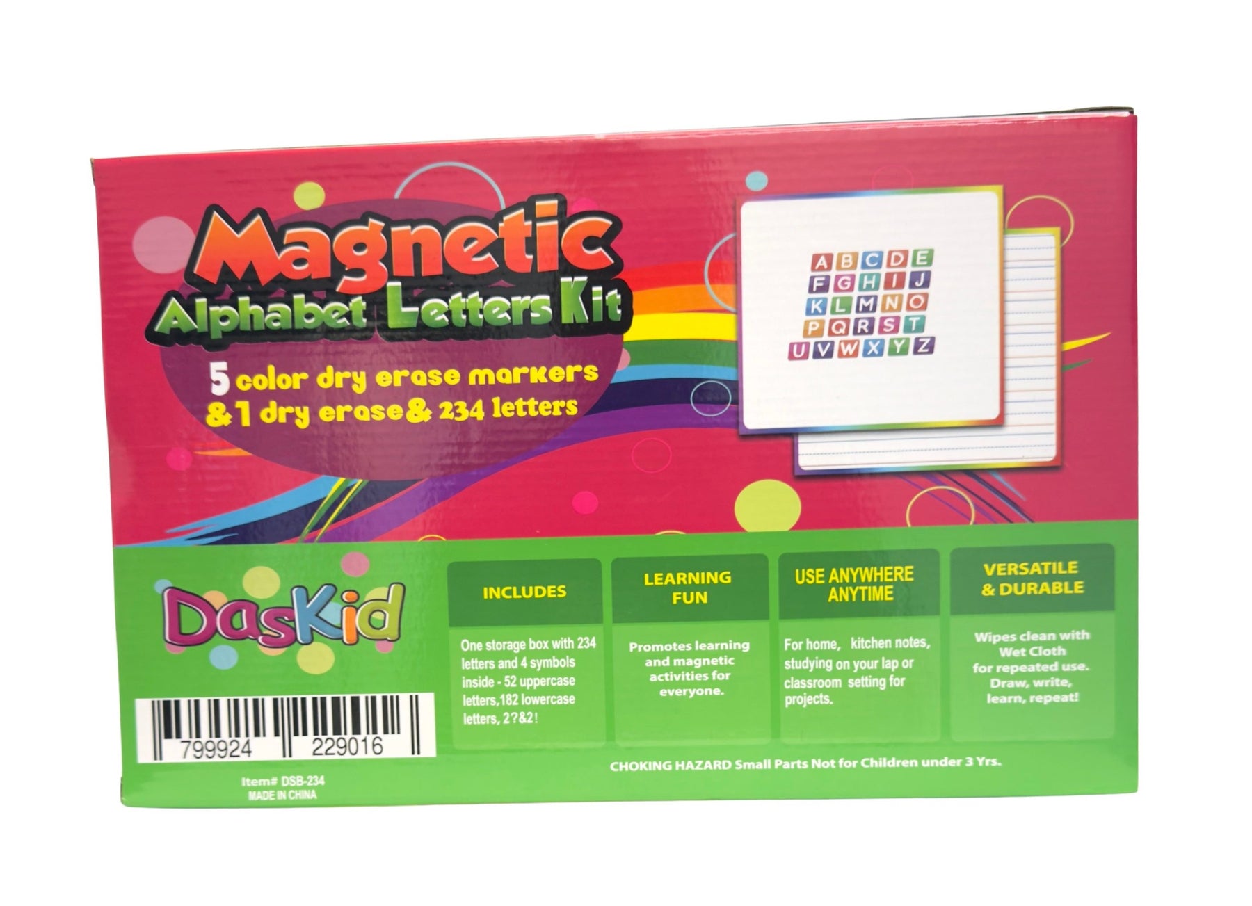 234-Piece Magnetic Letters Alphabet Kit with 11.3" x 7.9" Whiteboard