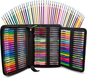 DasKid 120-Color Artist Gel Pen Set with 0.8mm-1.0mm Tips and Coloring Book