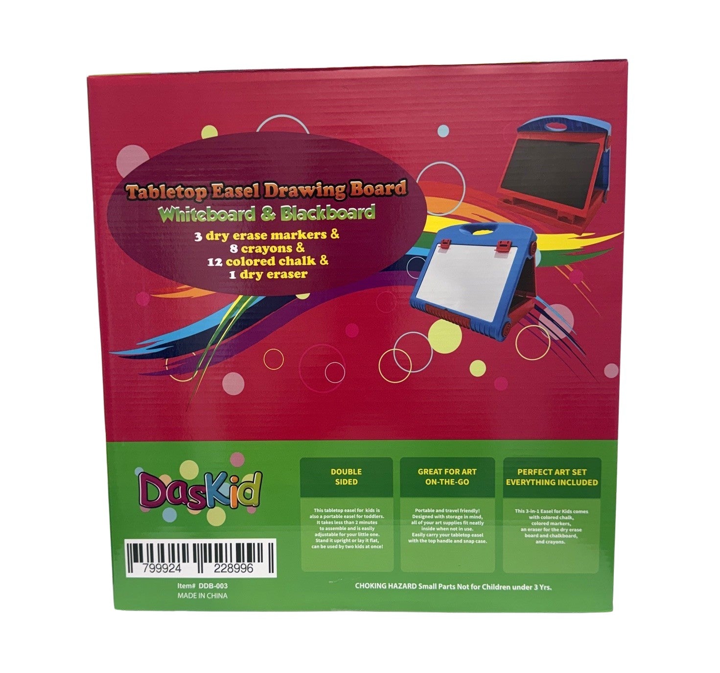 3-in-1 Portable Tabletop Kids Art Easel with Whiteboard & Blackboard