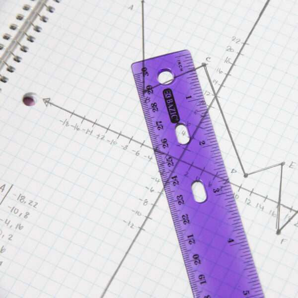 BAZIC Products 12" Jewel Tones Transparent Plastic Color Rulers (4-Count)
