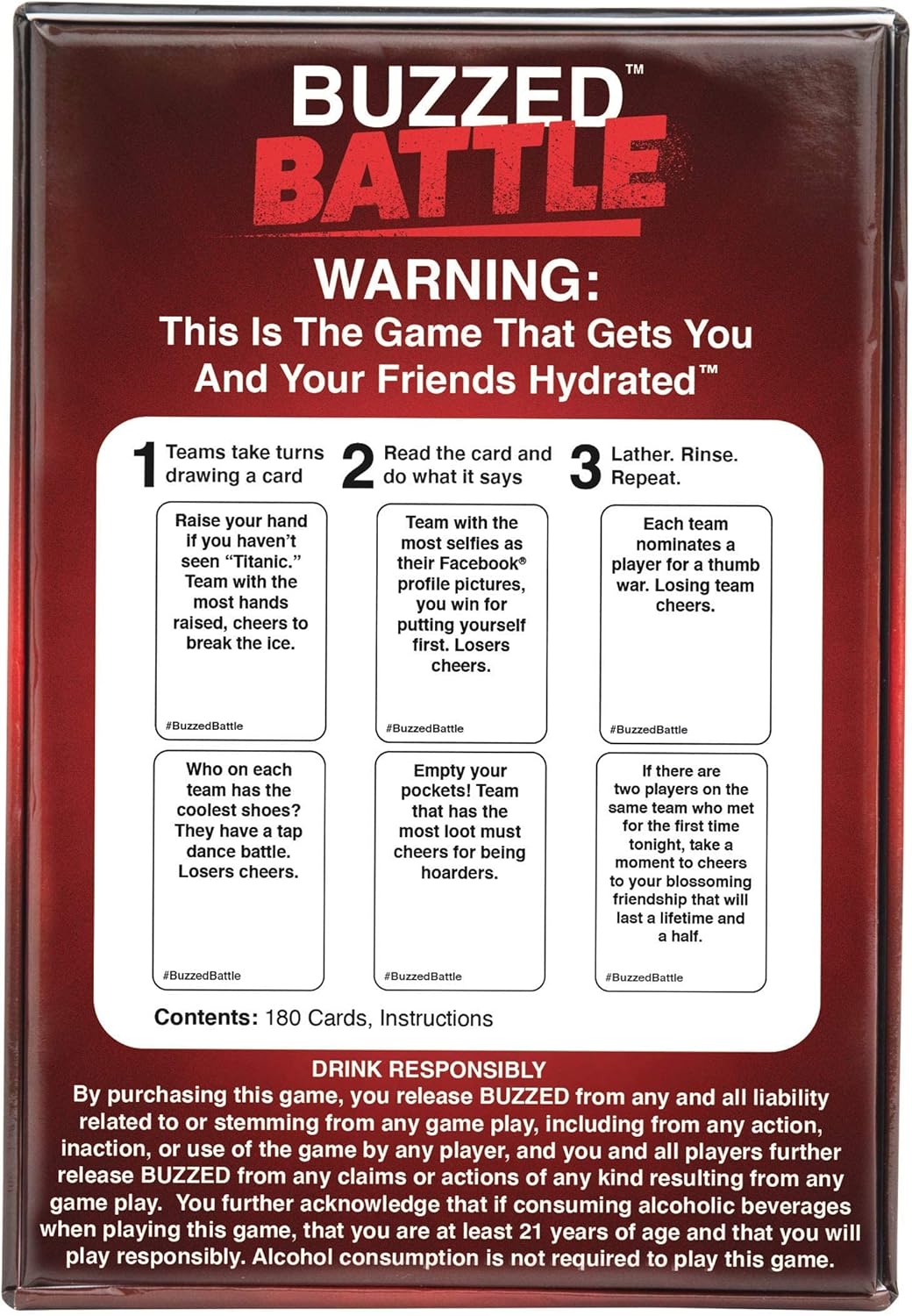 Buzzed Battle Hilarious Team Party Game (180 Cards)
