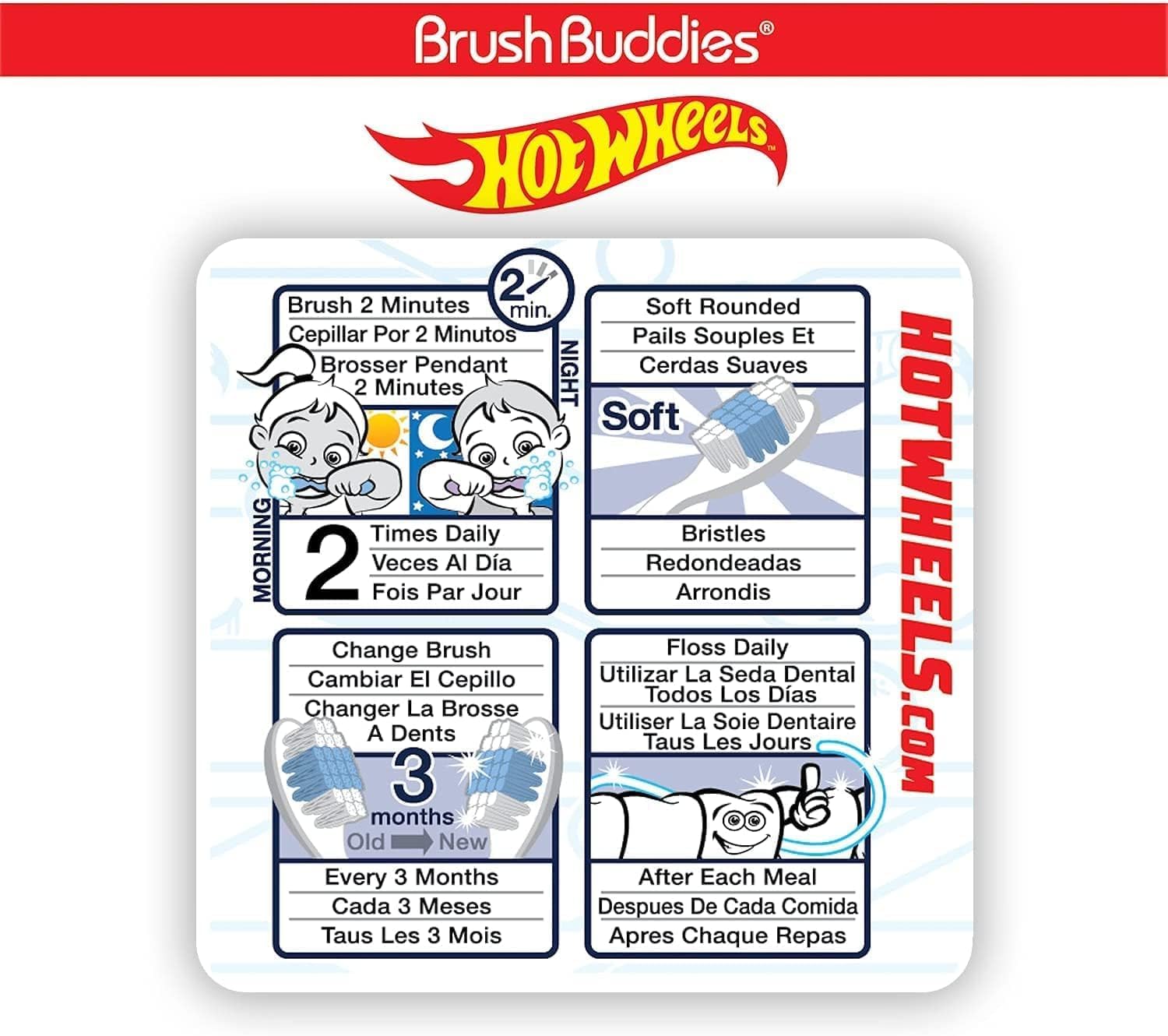 Brush Buddies Hot Wheels Kids Soft Toothbrush 6-Pack