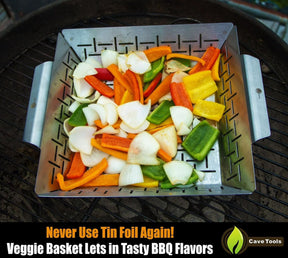 13.8" x 11.9" x 3" Cave Tools Large Non-Stick Vegetable Grill Basket