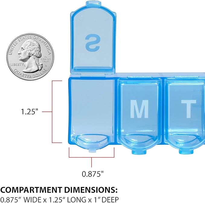 Ezy Dose 7-Day Push Button Pill Case (Medium 5.6" x 1.6")