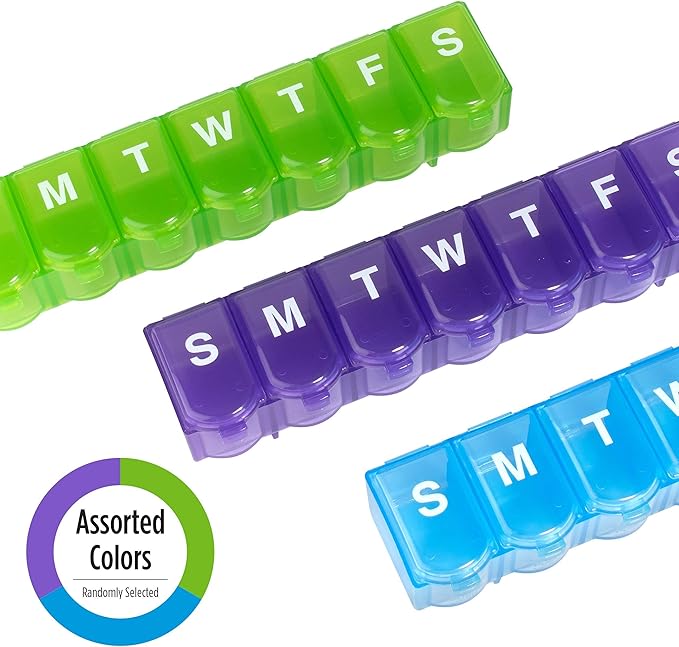 Ezy Dose 7-Day Push Button Pill Case (Medium 5.6" x 1.6")