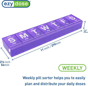 11" x 2.125" x 1.125" Ezy Dose Extra Large Weekly AM/PM Pill Planner