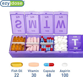 11" x 2.125" x 1.125" Ezy Dose Extra Large Weekly AM/PM Pill Planner