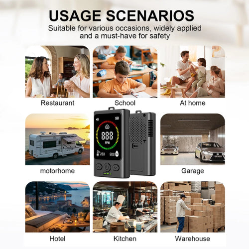3-in-1 Portable Carbon Monoxide, Temperature and Humidity Monitor
