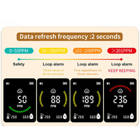 3-in-1 Portable Carbon Monoxide, Temperature and Humidity Monitor