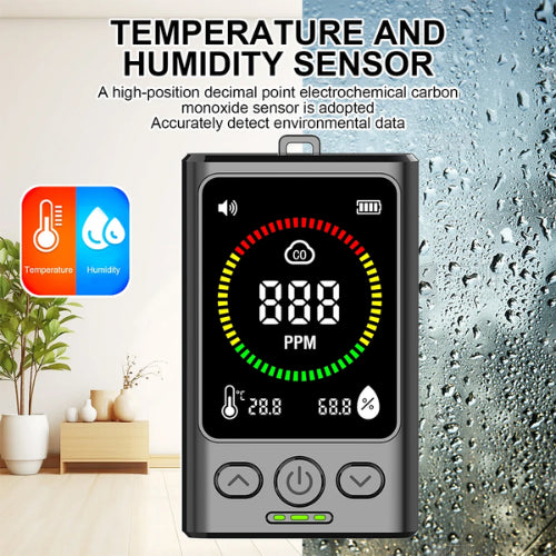 3-in-1 Portable Carbon Monoxide, Temperature and Humidity Monitor