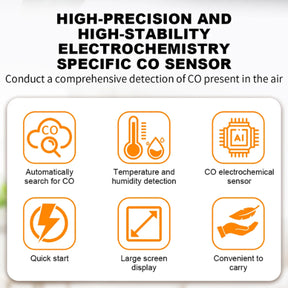 3-in-1 Portable Carbon Monoxide, Temperature and Humidity Monitor