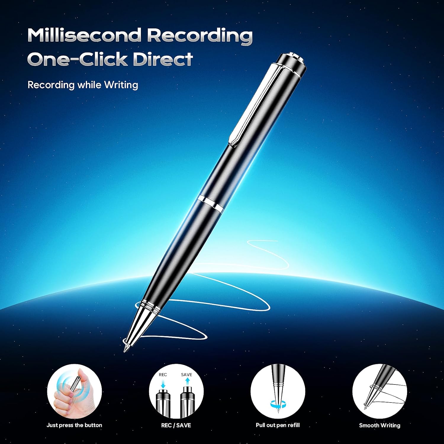 64GB Digital Voice Recorder Pen with AI Noise Reduction