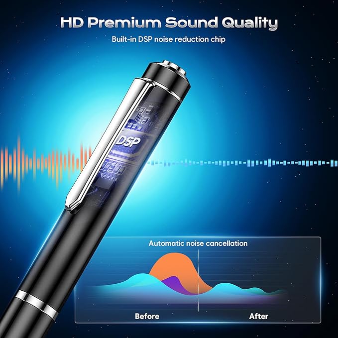 64GB Digital Voice Recorder Pen with AI Noise Reduction