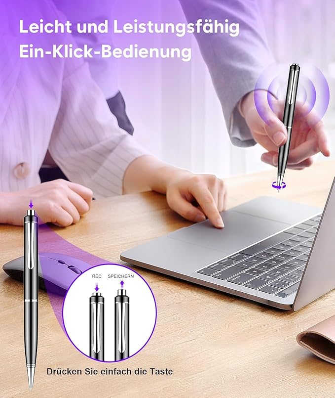 64GB Digital Voice Recorder Pen with AI Noise Reduction