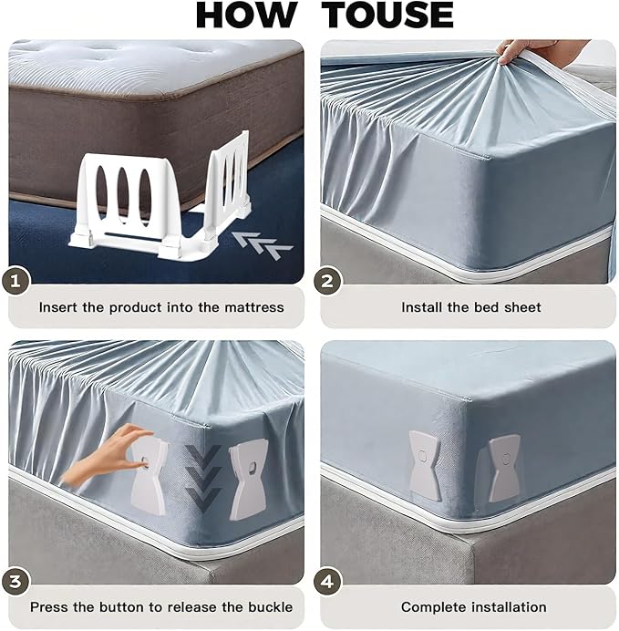 Heavy-Duty 4-Piece Adjustable Bed Sheet Fastener Clips