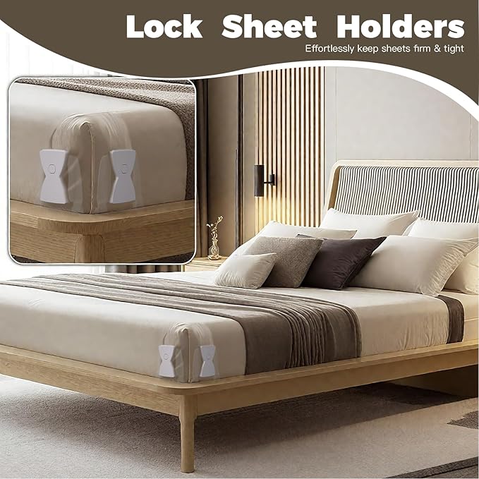Heavy-Duty 4-Piece Adjustable Bed Sheet Fastener Clips