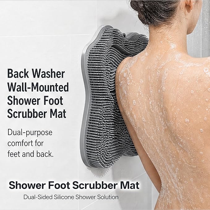 11.2" x 11" Dual-Sided Silicone Shower Foot Scrubber Mat