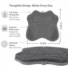 11.2" x 11" Dual-Sided Silicone Shower Foot Scrubber Mat