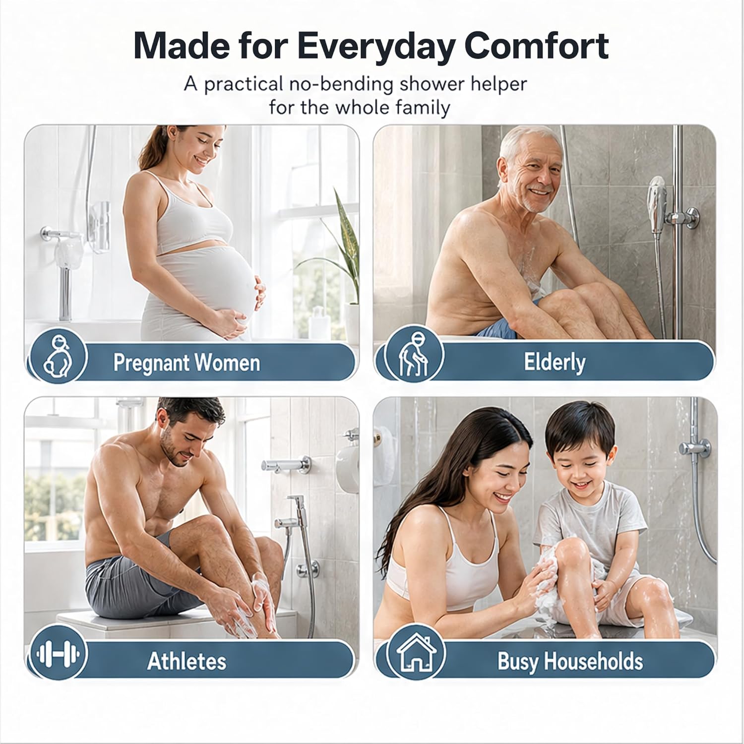 11.2" x 11" Dual-Sided Silicone Shower Foot Scrubber Mat