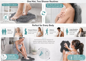 11.2" x 11" Dual-Sided Silicone Shower Foot Scrubber Mat