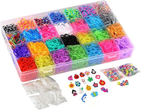 DasKid 12,100+ Piece Rubber Band Refill Loom Set with 14" x 9" x 2" Storage Case