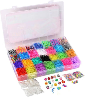 DasKid 12,100+ Piece Rubber Band Refill Loom Set with 14" x 9" x 2" Storage Case