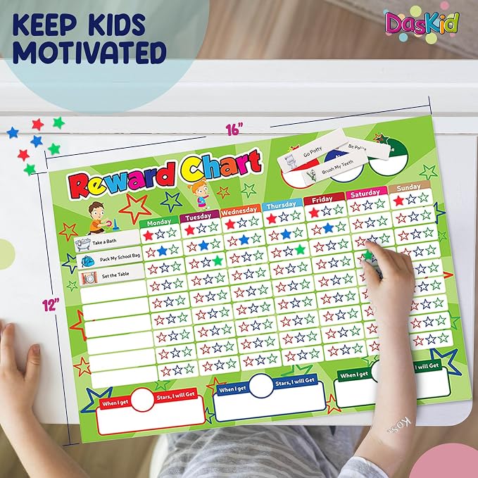 17" x 13" Magnetic Reward Chart Set with 4 Dry Erase Markers