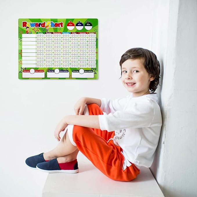 16" x 12.5" Reusable Dry Erase Sticker Chart with 4 Markers