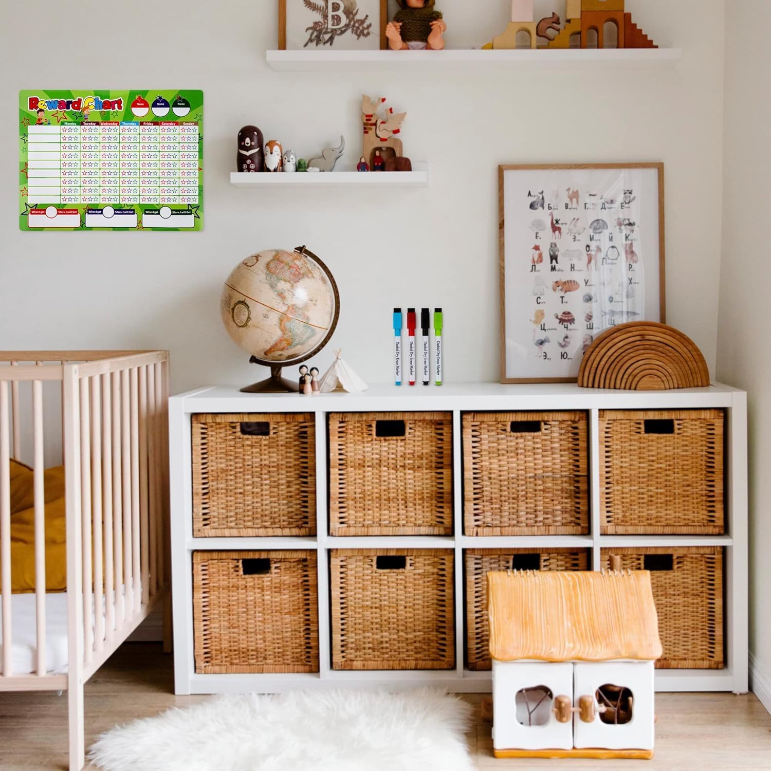 16" x 12.5" Reusable Dry Erase Sticker Chart with 4 Markers