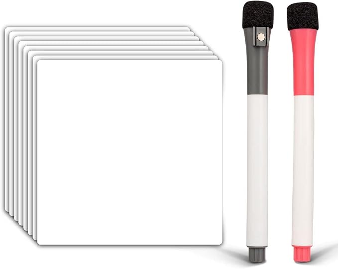 Reusable Dry Erase Sticky Notes 4"x4" - 15-Pack with 2 Magnetic Markers