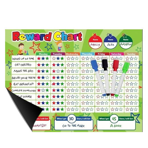 17 x 13 Inch Magnetic Behavior Star Reward Chart with 4 Markers