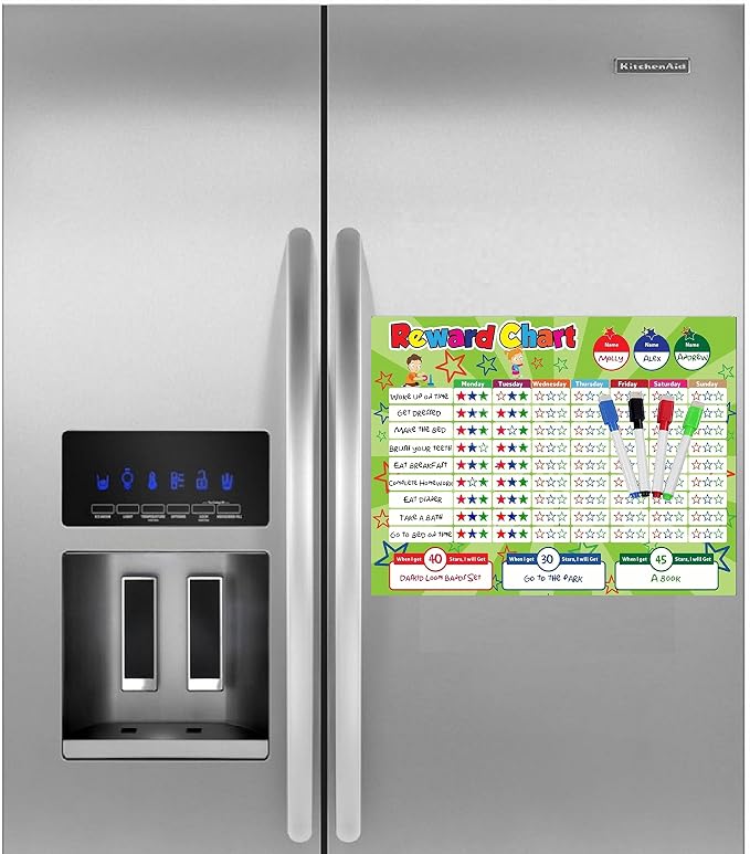 17 x 13 Inch Magnetic Behavior Star Reward Chart with 4 Markers