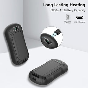 2-Pack Magnetic Rechargeable Hand Warmers - 6000mAh - 3 Heat Levels (up to 131°F)