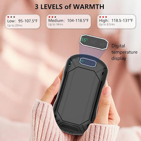 2-Pack Magnetic Rechargeable Hand Warmers - 6000mAh - 3 Heat Levels (up to 131°F)