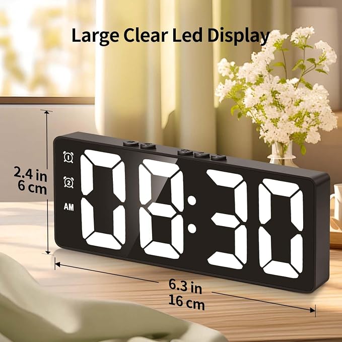 6.3 Inch LED Digital Desk Alarm Clock with USB and Battery Backup