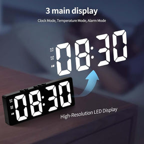 6.3 Inch LED Digital Desk Alarm Clock with USB and Battery Backup