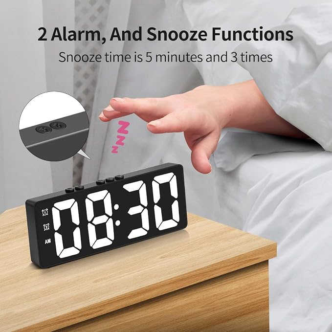 6.3 Inch LED Digital Desk Alarm Clock with USB and Battery Backup