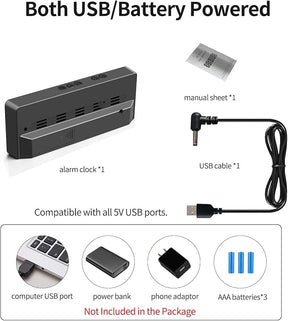 6.3 Inch LED Digital Desk Alarm Clock with USB and Battery Backup