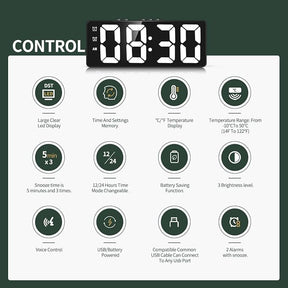 6.3 Inch LED Digital Desk Alarm Clock with USB and Battery Backup
