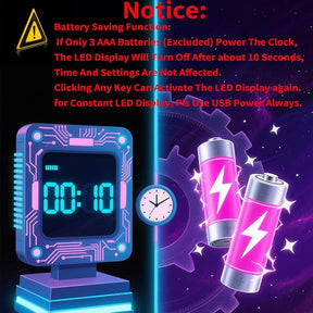 6.3 Inch LED Digital Desk Alarm Clock with USB and Battery Backup