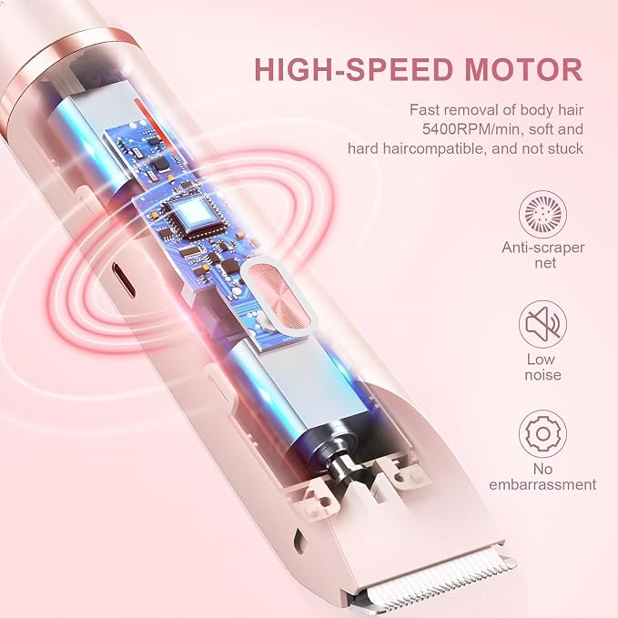 Women's 2-in-1 Dual Head Rechargeable Electric Shaver - IPX7 Waterproof Wet/Dry