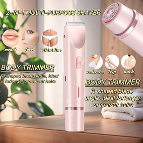 Women's 2-in-1 Dual Head Rechargeable Electric Shaver - IPX7 Waterproof Wet/Dry