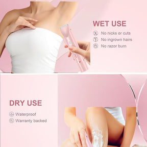 Women's 2-in-1 Dual Head Rechargeable Electric Shaver - IPX7 Waterproof Wet/Dry