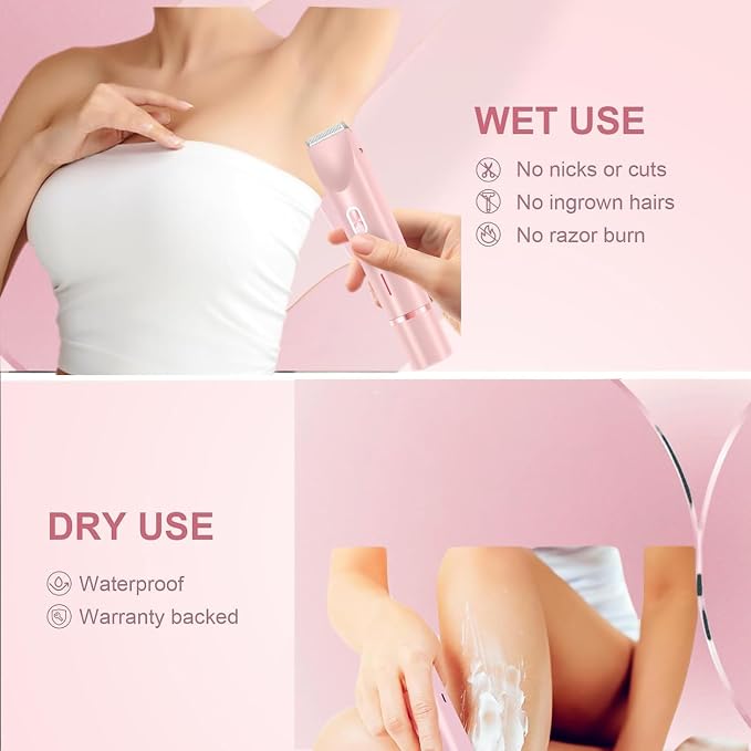 Women's 2-in-1 Dual Head Rechargeable Electric Shaver - IPX7 Waterproof Wet/Dry