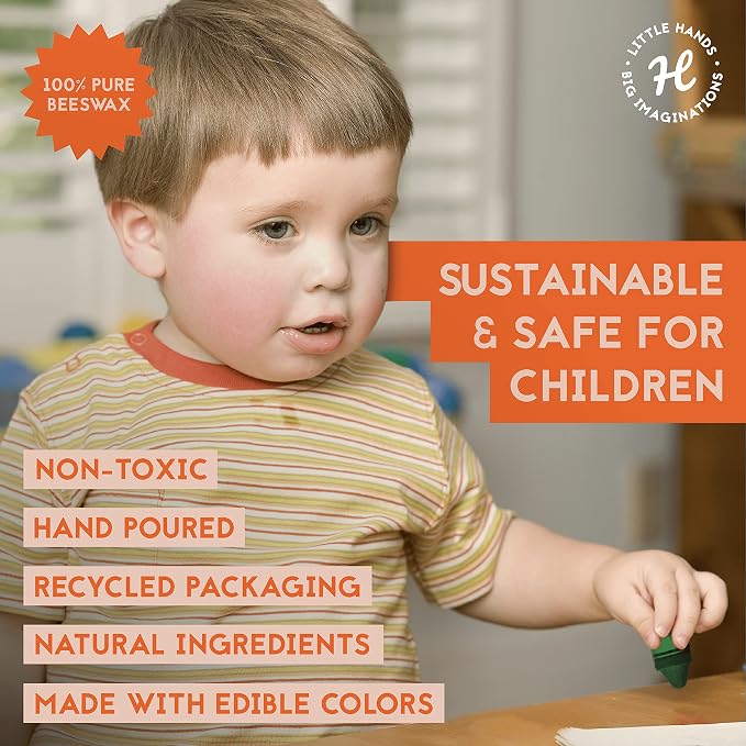 Hieno Handmade 100% Pure Beeswax Non-Toxic Crayons - 8-Pack