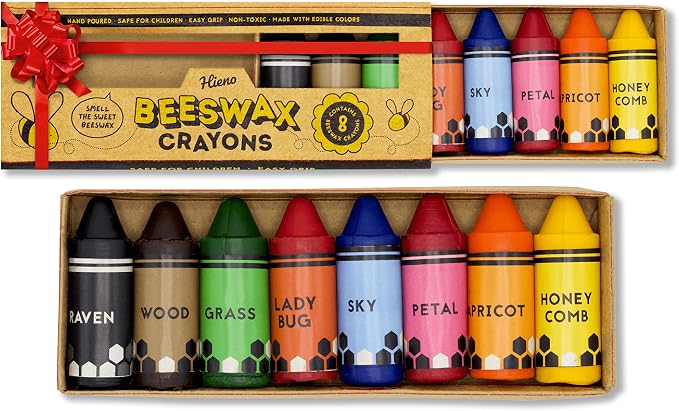 Hieno Handmade 100% Pure Beeswax Non-Toxic Crayons - 8-Pack
