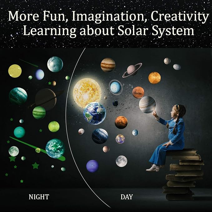 Hello World 200-Piece Glow in the Dark Stars and Solar System Set - 15 Planets for Ceilings and Walls