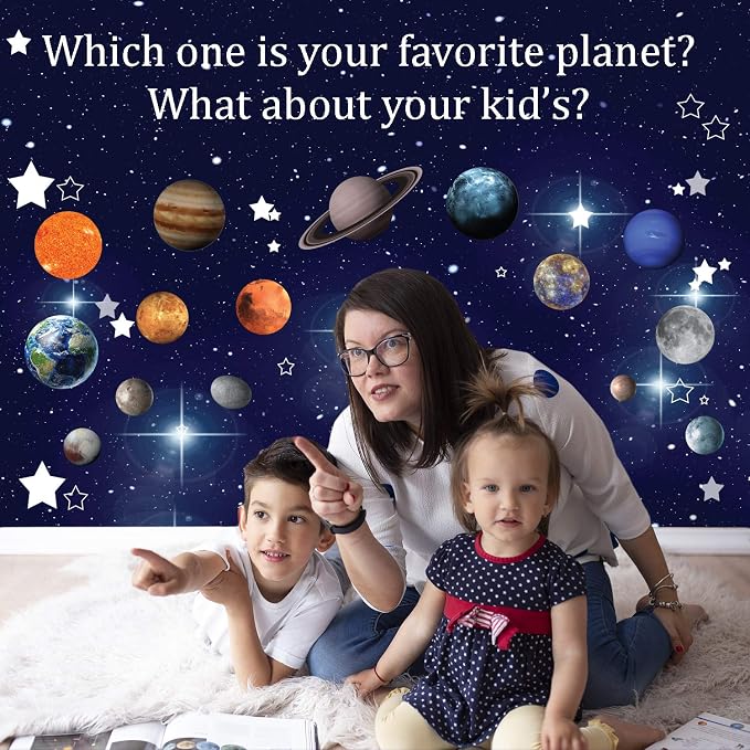Hello World 200-Piece Glow in the Dark Stars and Solar System Set - 15 Planets for Ceilings and Walls
